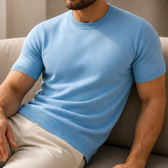 Rowan Merino Cashmere T-Shirt - Blue - men's t-shirt - Hendlys - Image 2