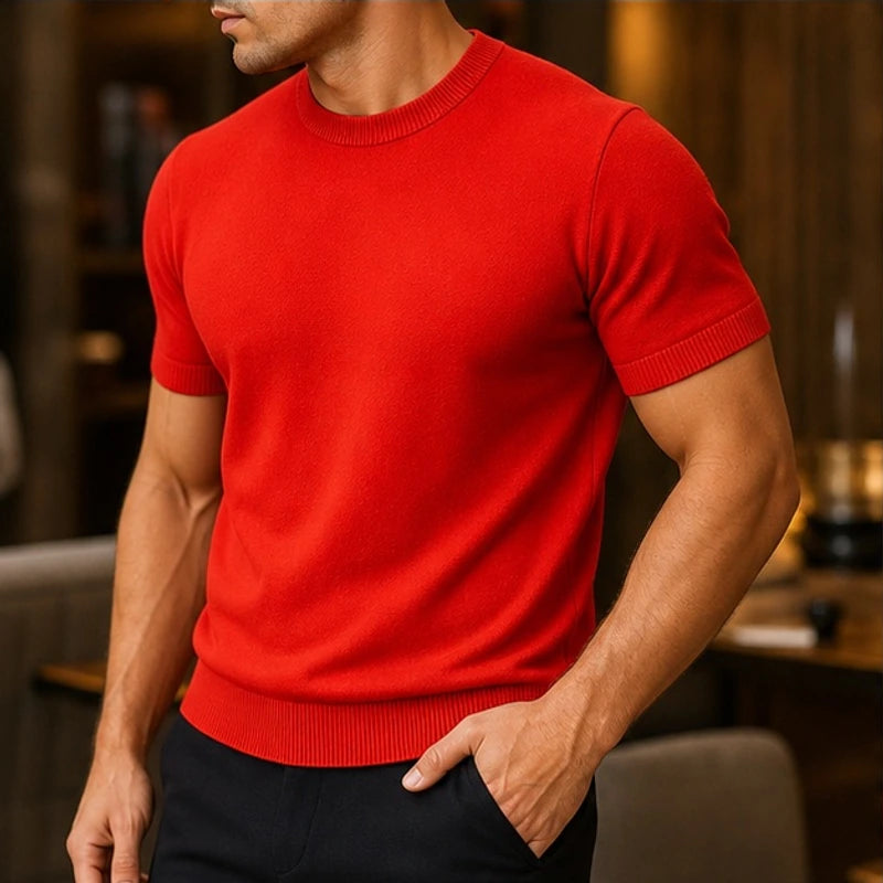 Rowan Merino Cashmere T-Shirt - Red - T-Shirts - Hendlys - Image 1