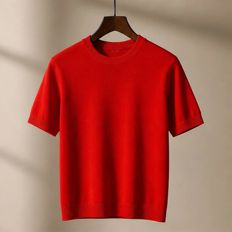 Rowan Merino Cashmere T-Shirt - Red - merino wool - Hendlys - Image 3