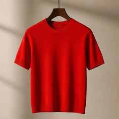 Rowan Merino Cashmere T-Shirt - Red - merino wool - Hendlys - Image 3