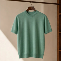 Rowan Merino Cashmere T-Shirt - Green - merino wool - Hendlys - Image 3