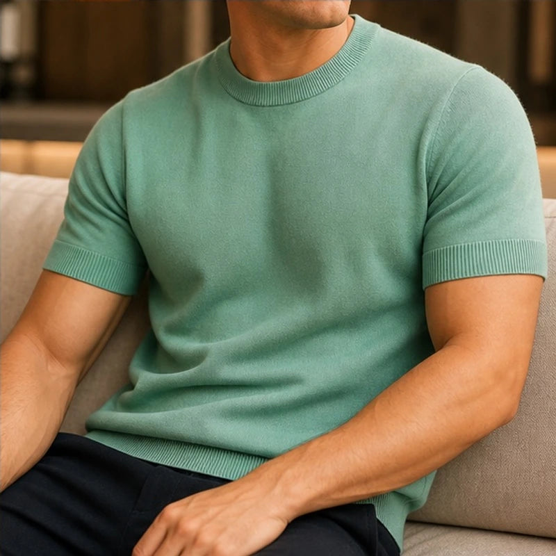 Rowan Merino Cashmere T-Shirt - Green - men's t-shirt - Hendlys - Image 2