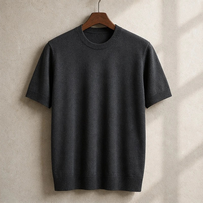 Rowan Merino Cashmere T-Shirt - Gray - cashmere blend - Hendlys - Image 4