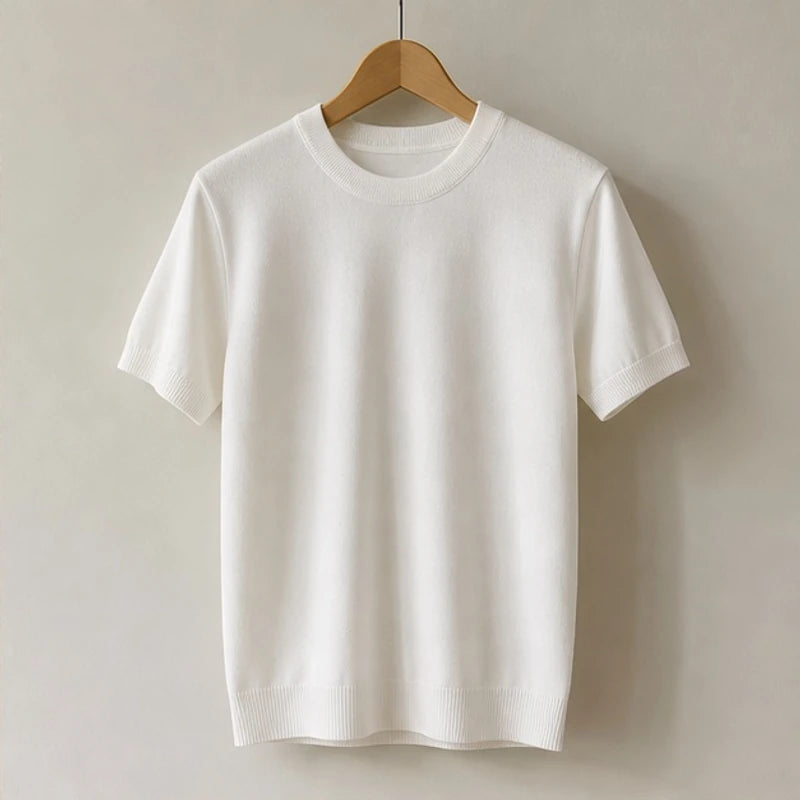 Rowan Merino Cashmere T-Shirt - White - merino wool - Hendlys - Image 3