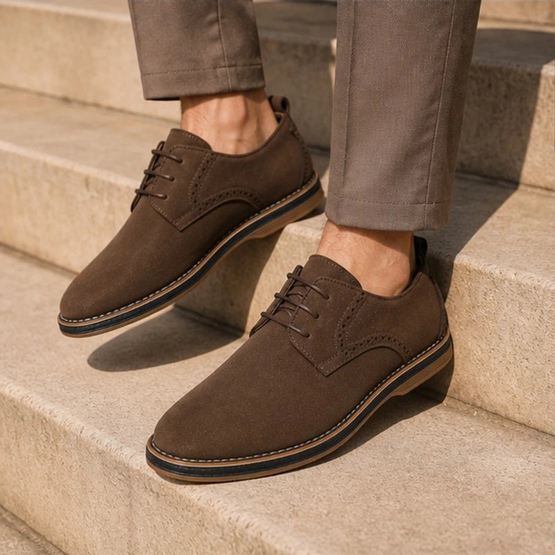Rowcliffe Suede Brogue Dress Shoes - Dark Brown - mens shoes - Hendlys - Image 2