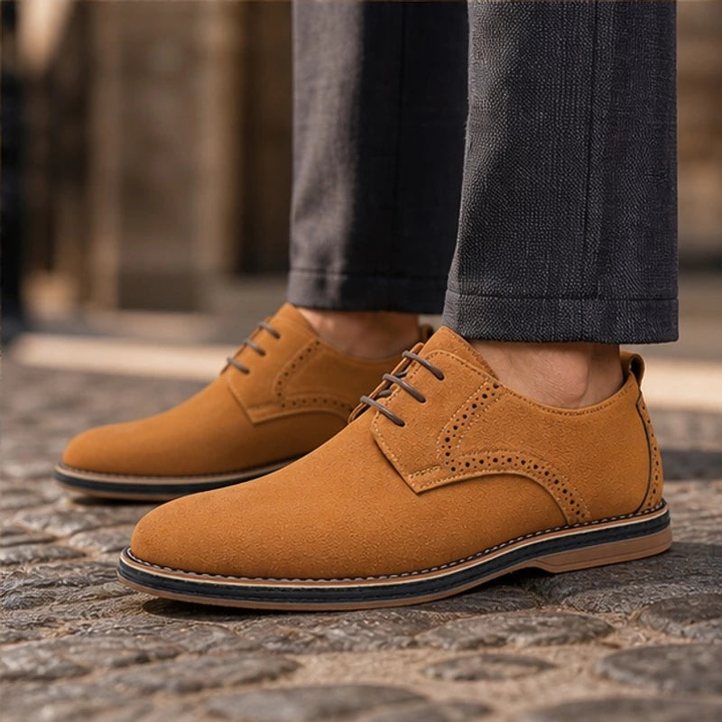 Rowcliffe Suede Brogue Dress Shoes - Brown - mens shoes - Hendlys - Image 2