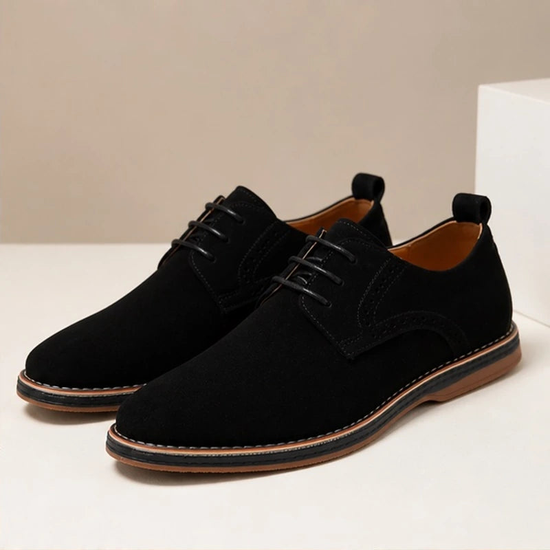 Rowcliffe Suede Brogue Dress Shoes - Black - suede shoes - Hendlys - Image 3