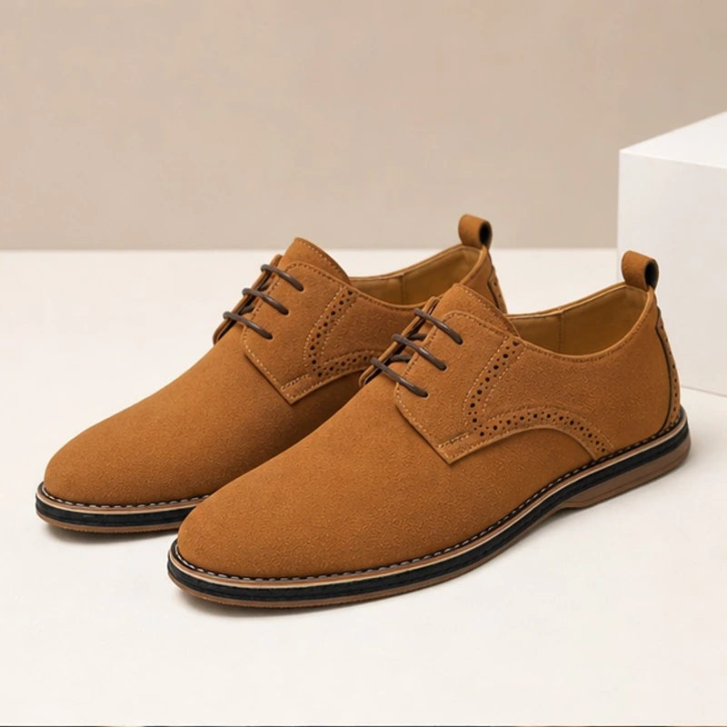 Rowcliffe Suede Brogue Dress Shoes - Brown - suede shoes - Hendlys - Image 3