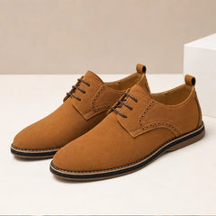 Rowcliffe Suede Brogue Dress Shoes - Brown - suede shoes - Hendlys - Image 3