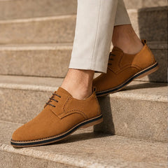 Rowcliffe Suede Brogue Dress Shoes - Brown - Shoes - Hendlys - Image 1