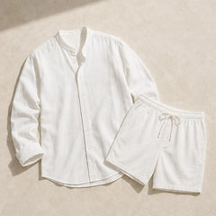Santa Vichi Relaxed Linen Shorts Set - White - linen set - Hendlys - Image 3