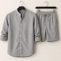 Santa Vichi Relaxed Linen Shorts Set - Gray - women's set - Hendlys - Image 2