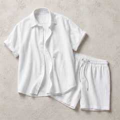Santorini Linen Shorts Set - White - shorts set - Hendlys - Image 3