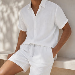 Santorini Linen Shorts Set - White - linen set - Hendlys - Image 2