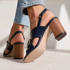 Savelle Ring Buckle Slingback Heels - Navy - women's heels - Hendlys - Image 2