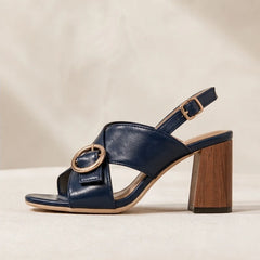 Savelle Ring Buckle Slingback Heels - Navy - slingback heels - Hendlys - Image 3