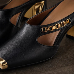 Selene Chain Block Heel - Noir - mule heels - Hendlys - Image 4