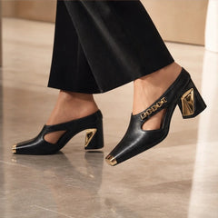 Selene Chain Block Heel - Noir - women's heels - Hendlys - Image 2