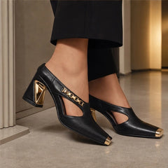 Selene Chain Block Heel - Noir - block heel - Hendlys - Image 3