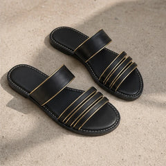Selene Everyday Leather Sandals - Black - women's sandals - Hendlys - Image 2