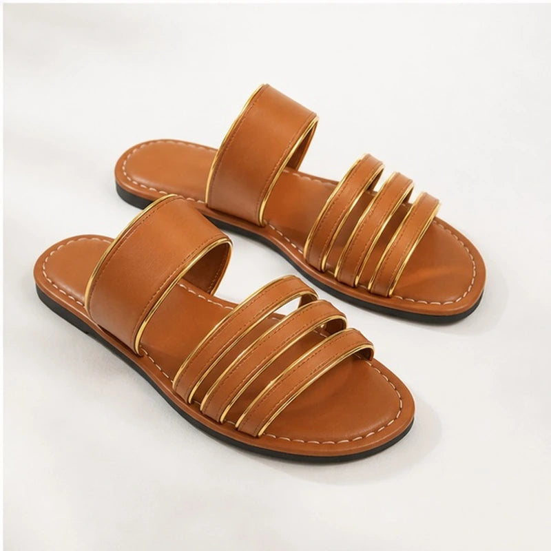 Selene Everyday Leather Sandals - Brown - women's sandals - Hendlys - Image 2