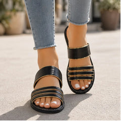 Selene Everyday Leather Sandals - Black - strappy sandals - Hendlys - Image 4