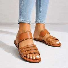 Selene Everyday Leather Sandals - Brown - Sandals - Hendlys - Image 1