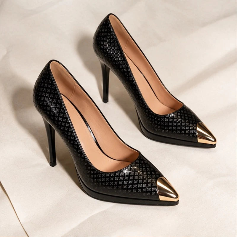 Siena Slim Stiletto Pointed-Toe Pumps - Jet - Footwear > Pumps > Platform Stiletto Pumps - Hendlys - Image 1