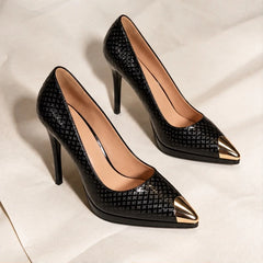 Siena Slim Stiletto Pointed-Toe Pumps - Jet - Footwear > Pumps > Platform Stiletto Pumps - Hendlys - Image 1