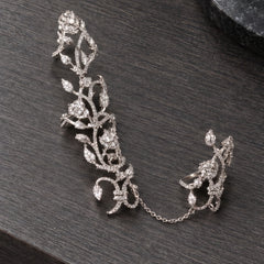 Silvara Women's Sculpted Vine Handpiece with Crystal Accents - Silver - Accessories > Jewelry > Hand Chains - Hendlys - Image 2