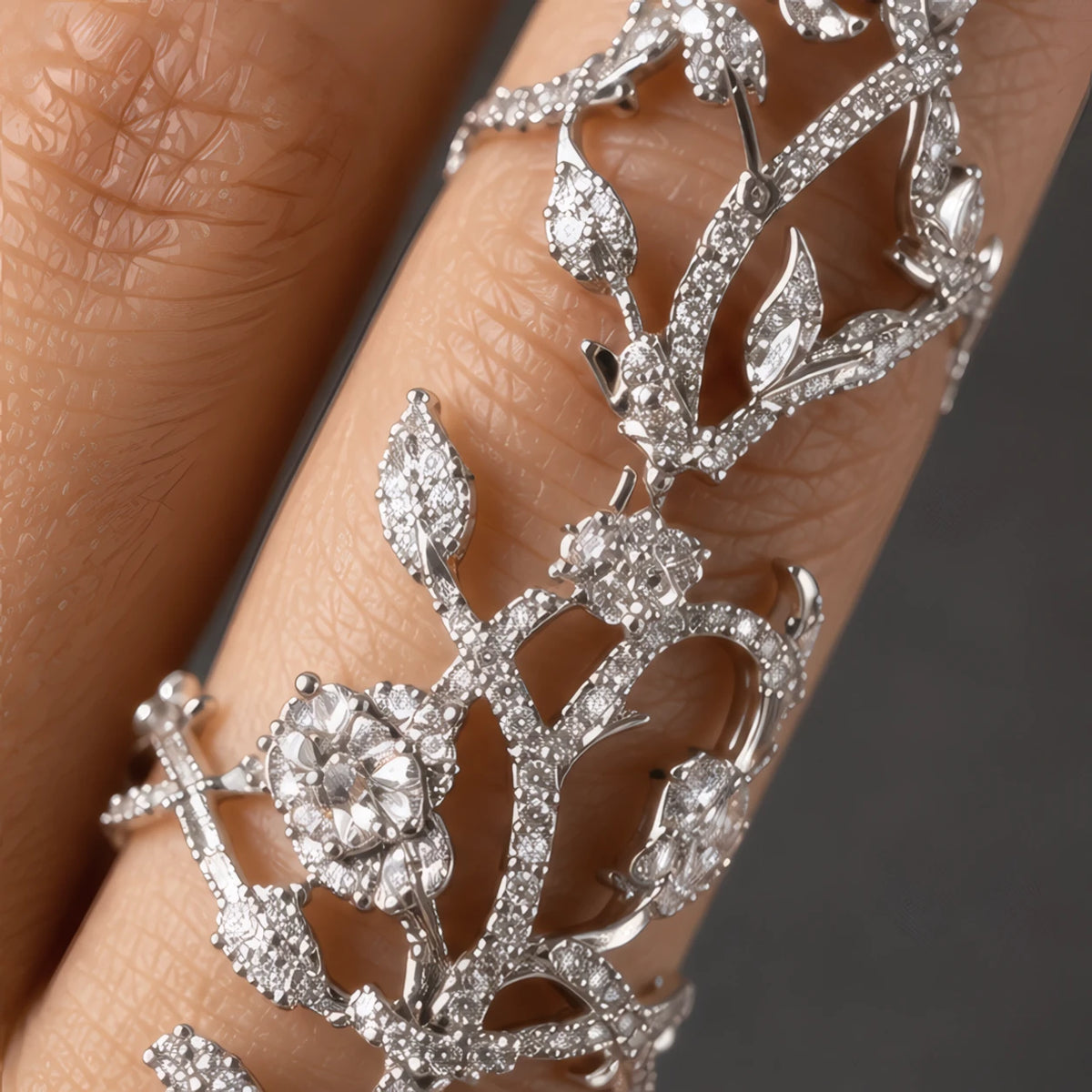 Silvara Women's Sculpted Vine Handpiece with Crystal Accents - Silver - female - Hendlys - Image 3