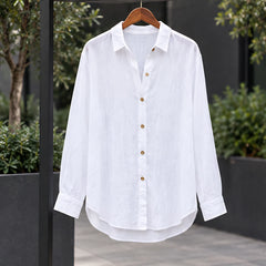 Sloane Women's Relaxed-Fit Long Sleeve Shirt - White - Long Sleeve Tops | Tops - Hendlys - Image 3