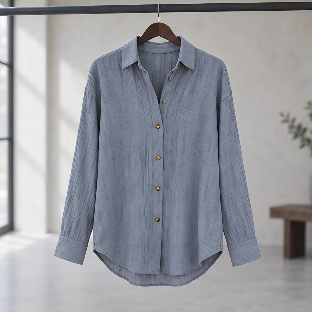 Sloane Women's Relaxed-Fit Long Sleeve Shirt - Grey - Long Sleeve Tops | Tops - Hendlys - Image 3
