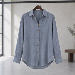 Sloane Women's Relaxed-Fit Long Sleeve Shirt - Grey - Long Sleeve Tops | Tops - Hendlys - Image 3