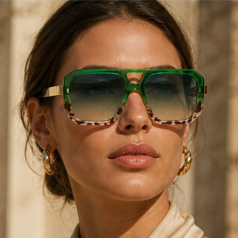 Solaro Geometric Shades - Emerald Mirage - acetate sunglasses - Hendlys - Image 4