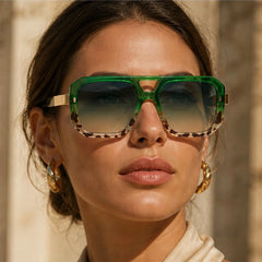 Solaro Geometric Shades - Emerald Mirage - acetate sunglasses - Hendlys - Image 4