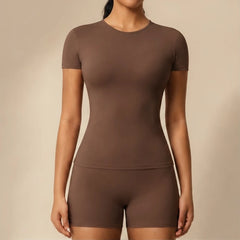 Somara Luxe Gym Set - Chocolate brown - Women's Clothing > Activewear > Top & Shorts Sets - Hendlys - Image 2