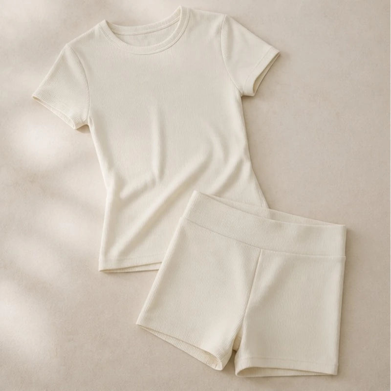 Somara Luxe Gym Set - Cream / off-white - Women's Clothing > Activewear > Top & Shorts Sets - Hendlys - Image 2