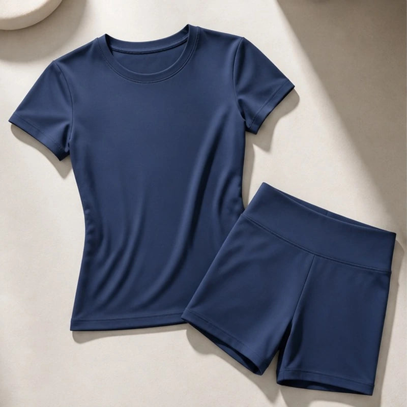 Somara Luxe Gym Set - Steel blue - Women's Clothing > Activewear > Top & Shorts Sets - Hendlys - Image 2