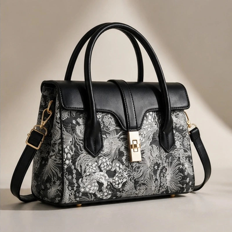 Sorelia Botanical Handbag - Noire - Handbags - Hendlys - Image 1