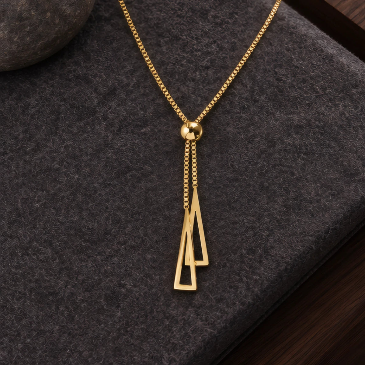 Sorelle Double Triangle Tassel Lariat Necklace - Gold - Jewelry > Necklaces > Lariat Necklaces - Hendlys - Image 2