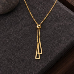 Sorelle Double Triangle Tassel Lariat Necklace - Gold - Jewelry > Necklaces > Lariat Necklaces - Hendlys - Image 2