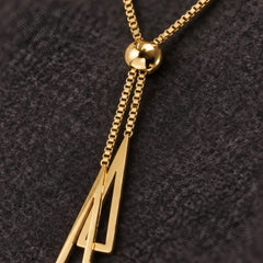 Sorelle Double Triangle Tassel Lariat Necklace - Gold - jewelry - Hendlys - Image 3