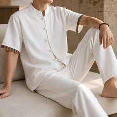 Sorrento Relaxed Linen Set - White - Outfit Set - Hendlys - Image 1