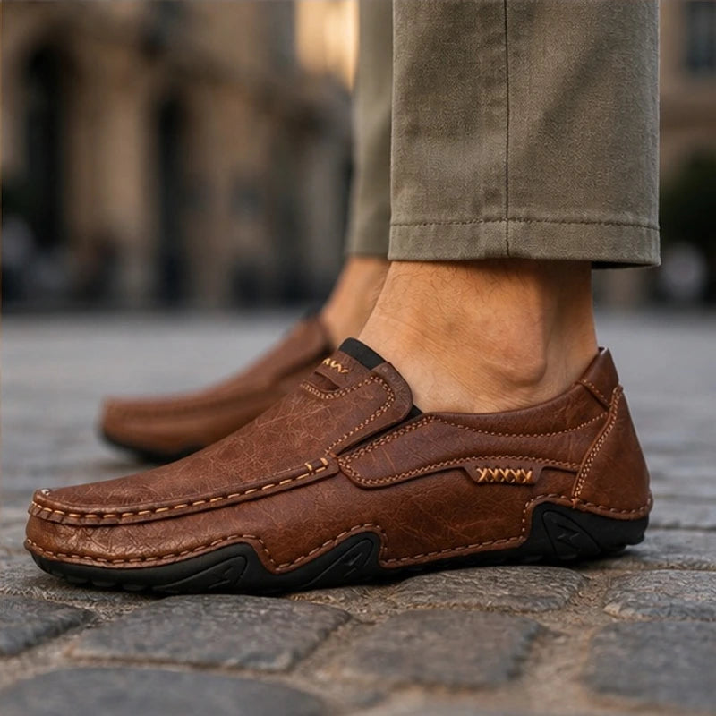 Stratton Leather Loafers - Brown - Shoes - Hendlys - Image 1