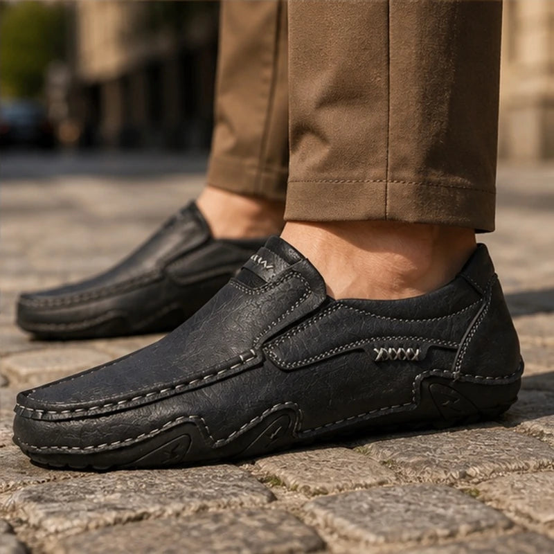 Stratton Leather Loafers - Charcoal - Shoes - Hendlys - Image 1