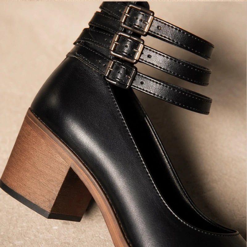 Sylvie Stacked-Heel Pumps - Black - stacked heel pumps - Hendlys - Image 3