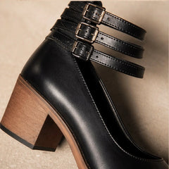 Sylvie Stacked-Heel Pumps - Black - stacked heel pumps - Hendlys - Image 3