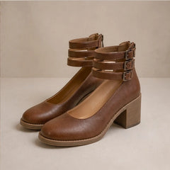 Sylvie Stacked-Heel Pumps - Brown - stacked heel pumps - Hendlys - Image 3