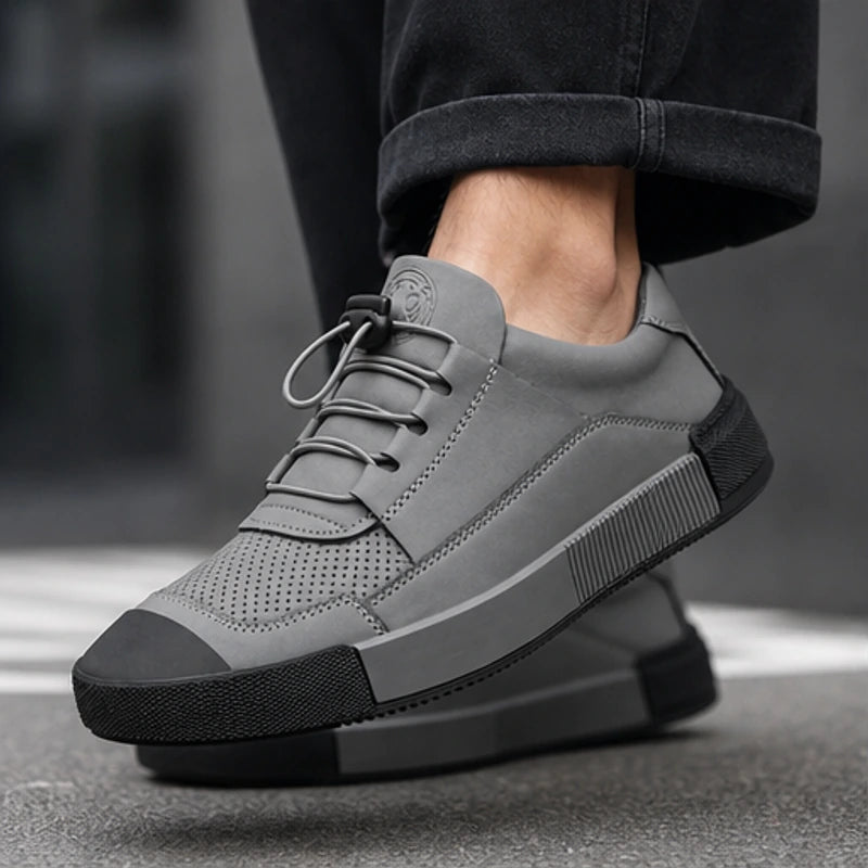 Calder Leather Court Sneaker - Gray - leather sneakers - Hendlys - Image 3